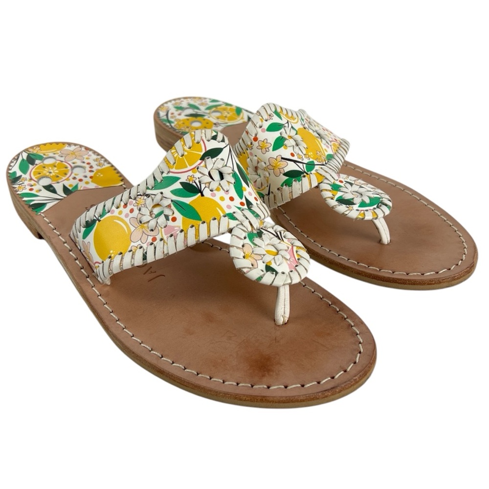 Jack Rogers Lemon Floral Print Sandals Size 8